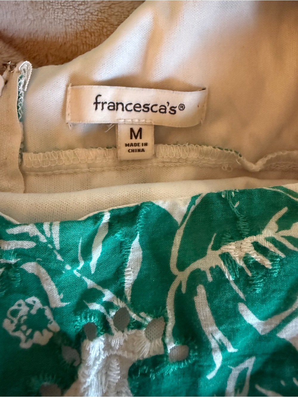 Francesca's Collections Green and White Floral Sun Dress - Picture 3 of 3
